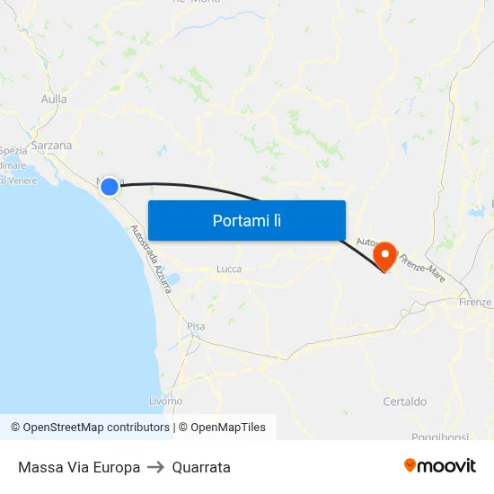 Massa Via Europa to Quarrata map
