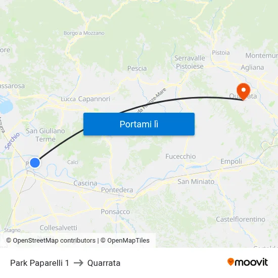 Park Paparelli 1 to Quarrata map