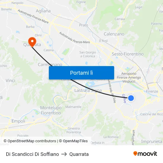 Di Scandicci Di Soffiano to Quarrata map