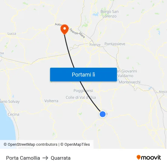Porta Camollia to Quarrata map
