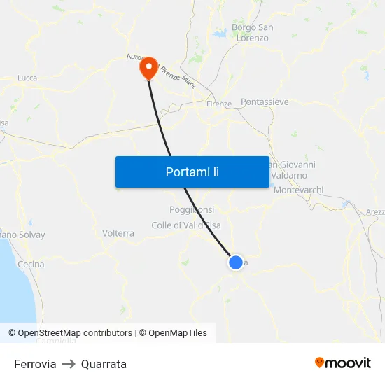 Ferrovia to Quarrata map