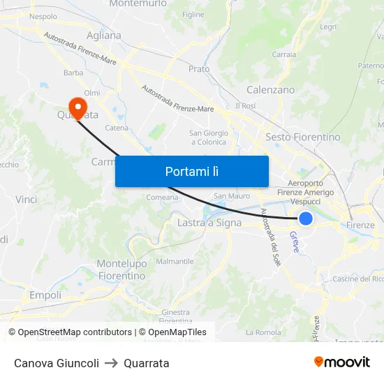Canova Giuncoli to Quarrata map