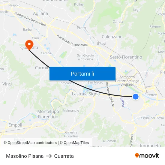 Masolino Pisana to Quarrata map