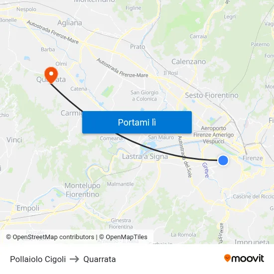 Pollaiolo Cigoli to Quarrata map