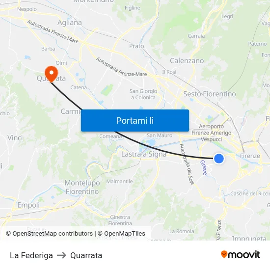 La Federiga to Quarrata map