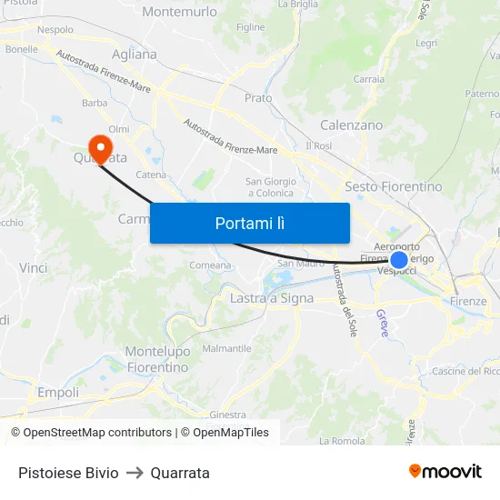 Pistoiese Bivio to Quarrata map