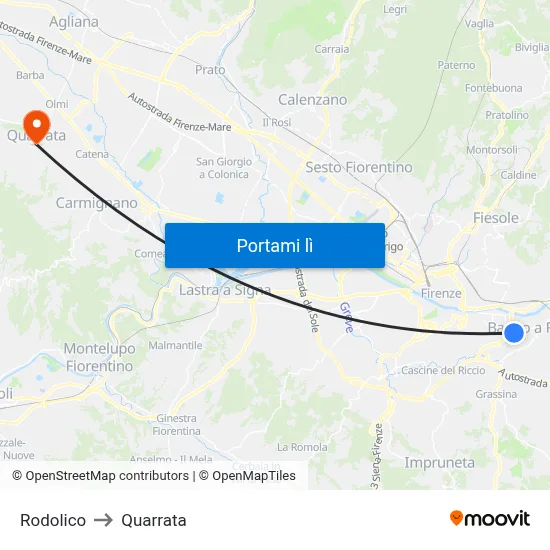 Rodolico to Quarrata map