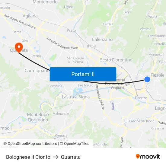 Bolognese Il Cionfo to Quarrata map