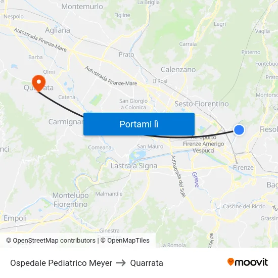Ospedale Pediatrico Meyer to Quarrata map