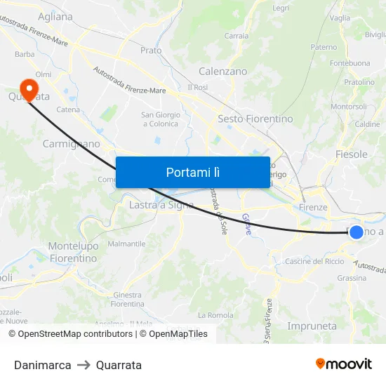 Danimarca to Quarrata map