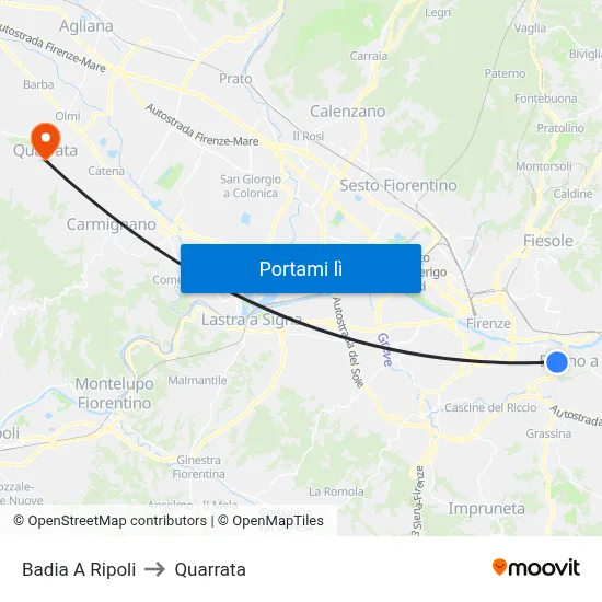 Badia A Ripoli to Quarrata map
