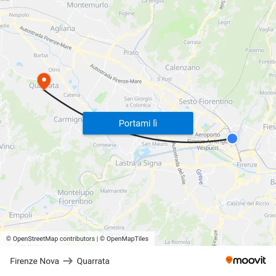 Firenze Nova to Quarrata map