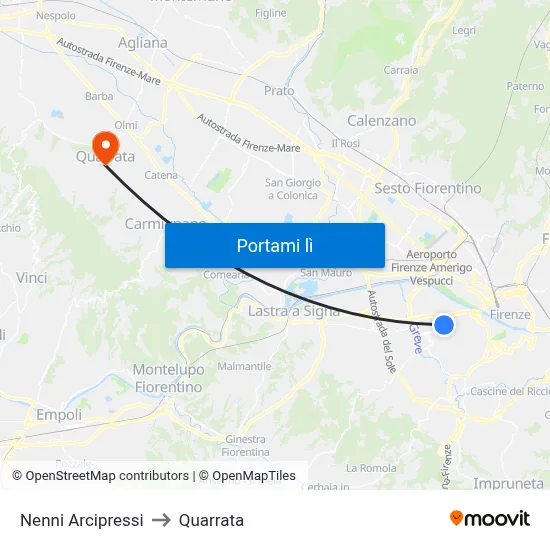 Nenni Arcipressi to Quarrata map