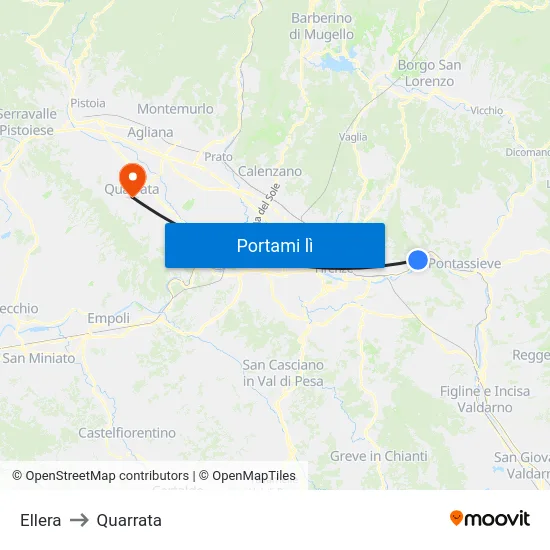 Ellera to Quarrata map