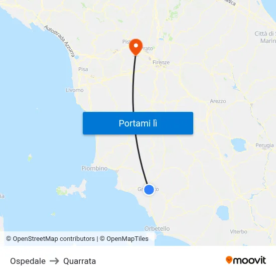 Ospedale to Quarrata map