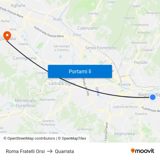 Roma Fratelli Orsi to Quarrata map
