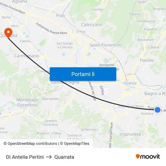 Di Antella Pertini to Quarrata map