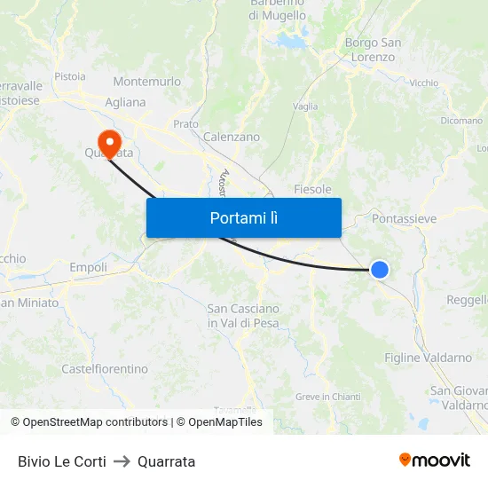Bivio Le Corti to Quarrata map