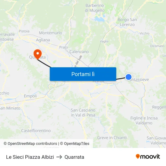 Le Sieci Piazza Albizi to Quarrata map
