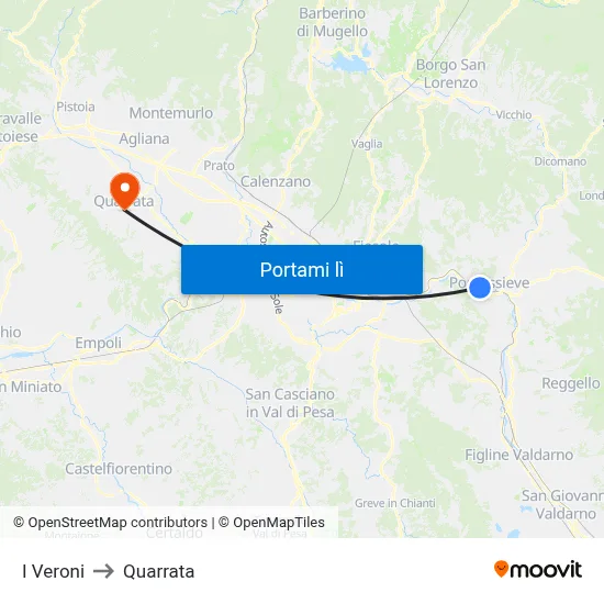 I Veroni to Quarrata map