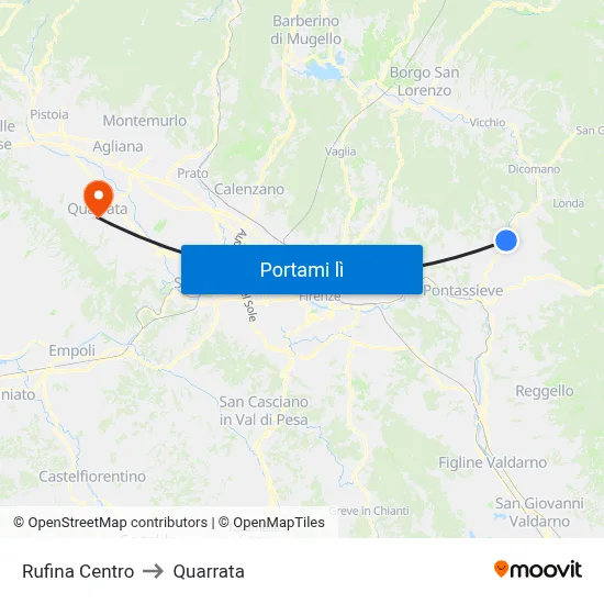 Rufina Centro to Quarrata map