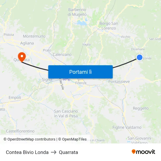 Contea Bivio Londa to Quarrata map