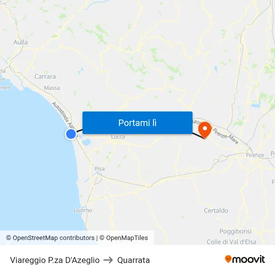 Viareggio P.za D'Azeglio to Quarrata map