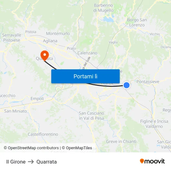 Il Girone to Quarrata map