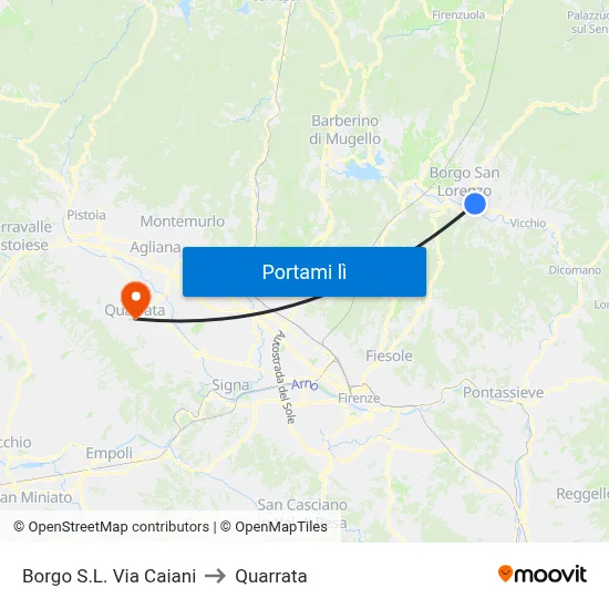 Borgo S.L. Via Caiani to Quarrata map