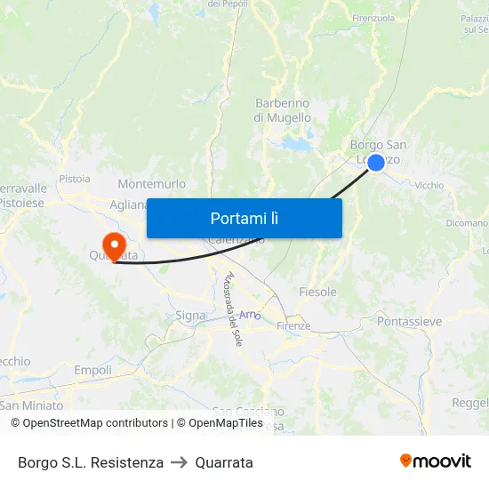 Borgo S.L. Resistenza to Quarrata map