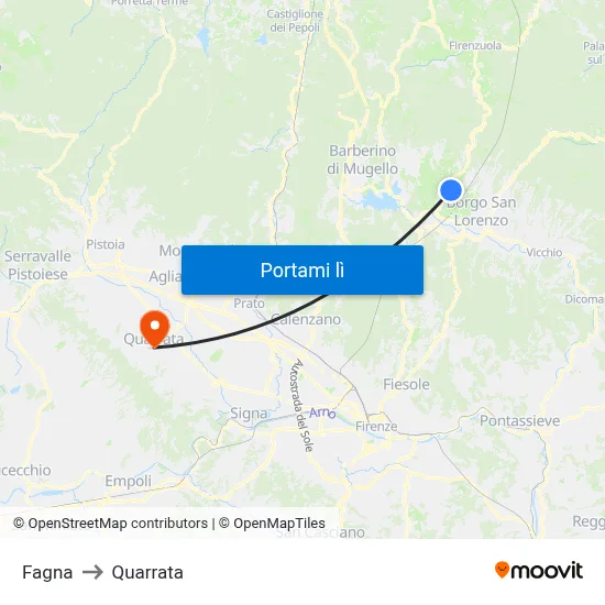 Fagna to Quarrata map