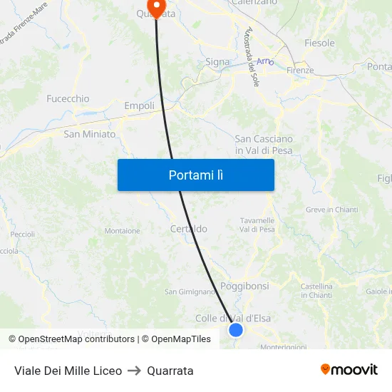 Viale Dei Mille Liceo to Quarrata map