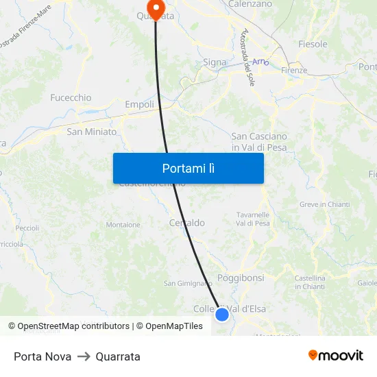 Porta Nova to Quarrata map