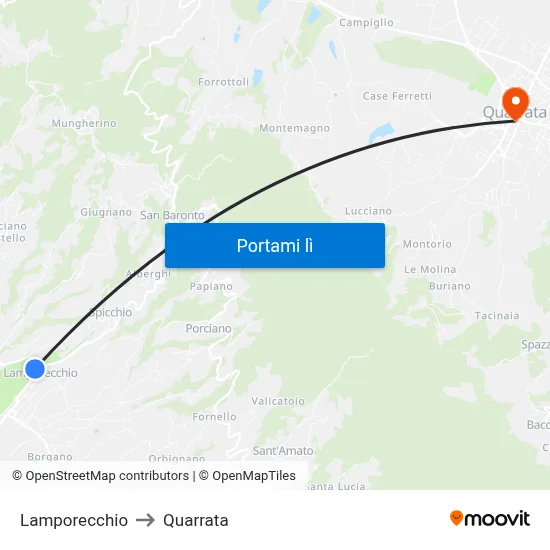 Lamporecchio to Quarrata map