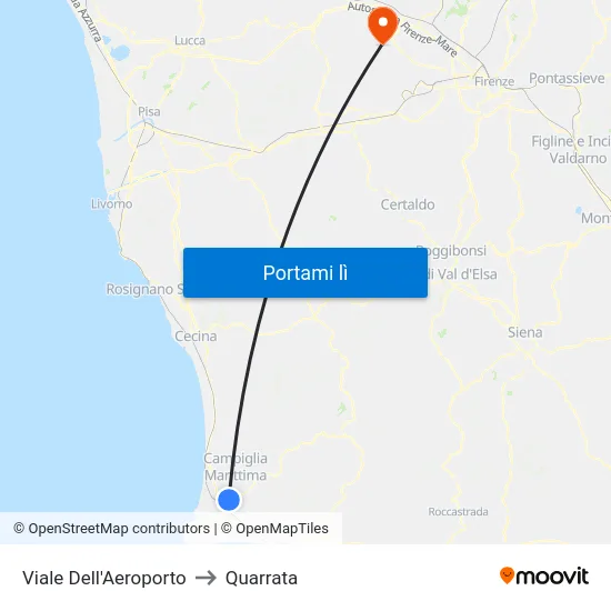 Viale Dell'Aeroporto to Quarrata map