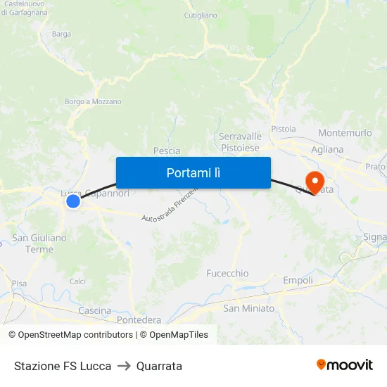 Stazione FS Lucca to Quarrata map