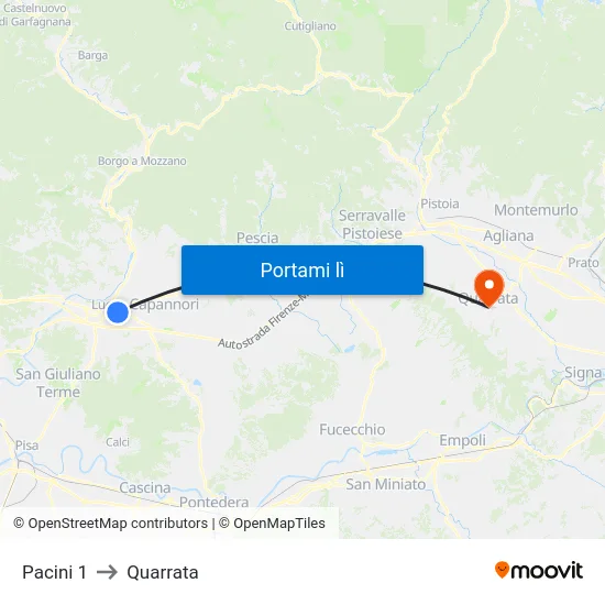 Pacini 1 to Quarrata map