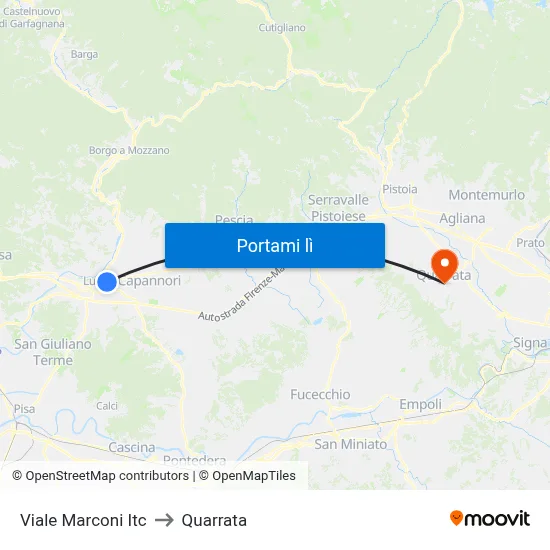 Viale Marconi Itc to Quarrata map
