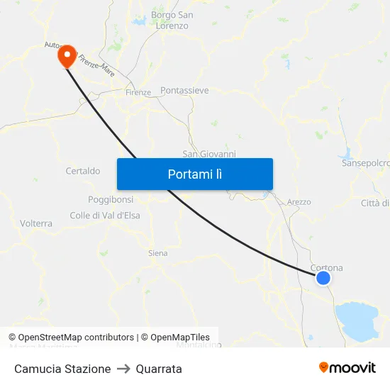 Camucia Stazione to Quarrata map