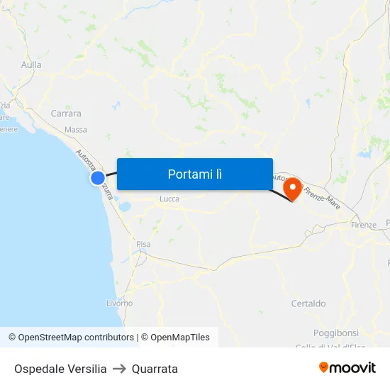 Ospedale Versilia to Quarrata map