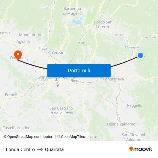 Londa Centro to Quarrata map
