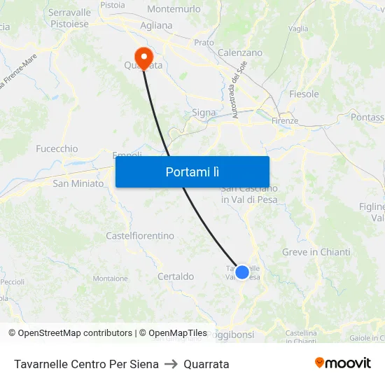 Tavarnelle Centro Per Siena to Quarrata map