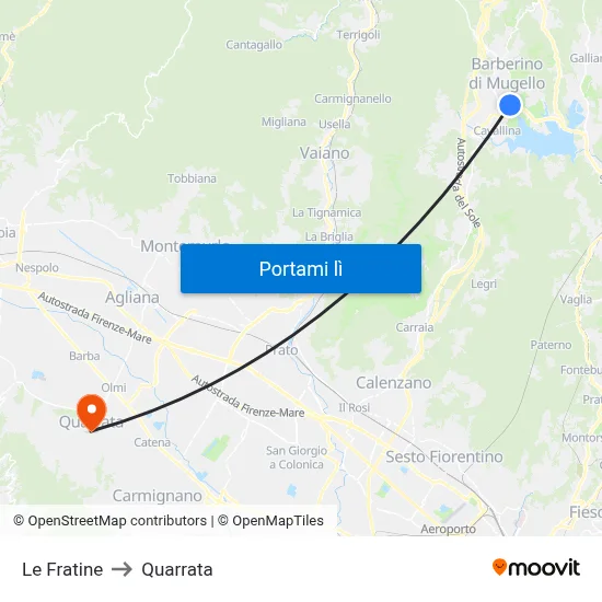 Le Fratine to Quarrata map
