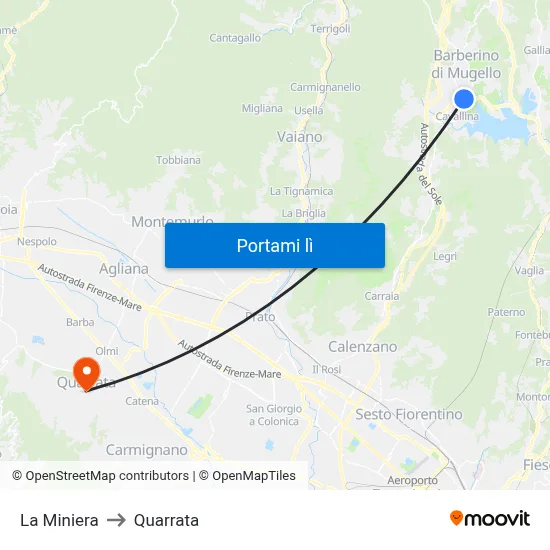 La Miniera to Quarrata map