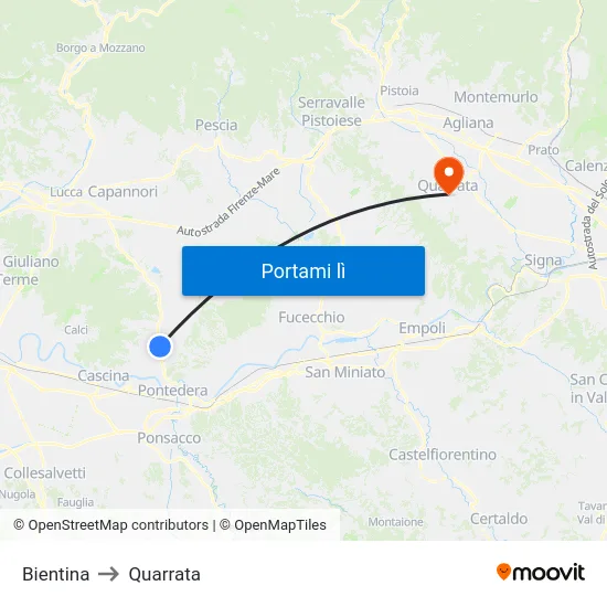 Bientina to Quarrata map