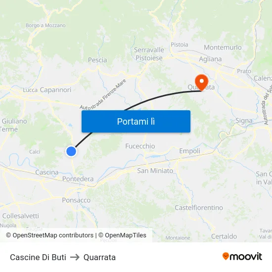 Cascine Di Buti to Quarrata map