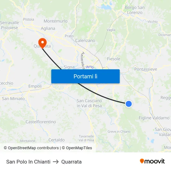 San Polo In Chianti to Quarrata map