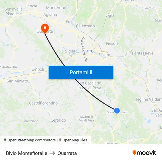 Bivio Montefioralle to Quarrata map
