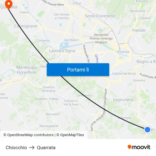 Chiocchio to Quarrata map