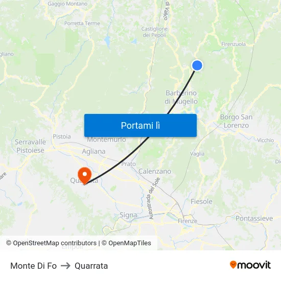 Monte Di Fo to Quarrata map